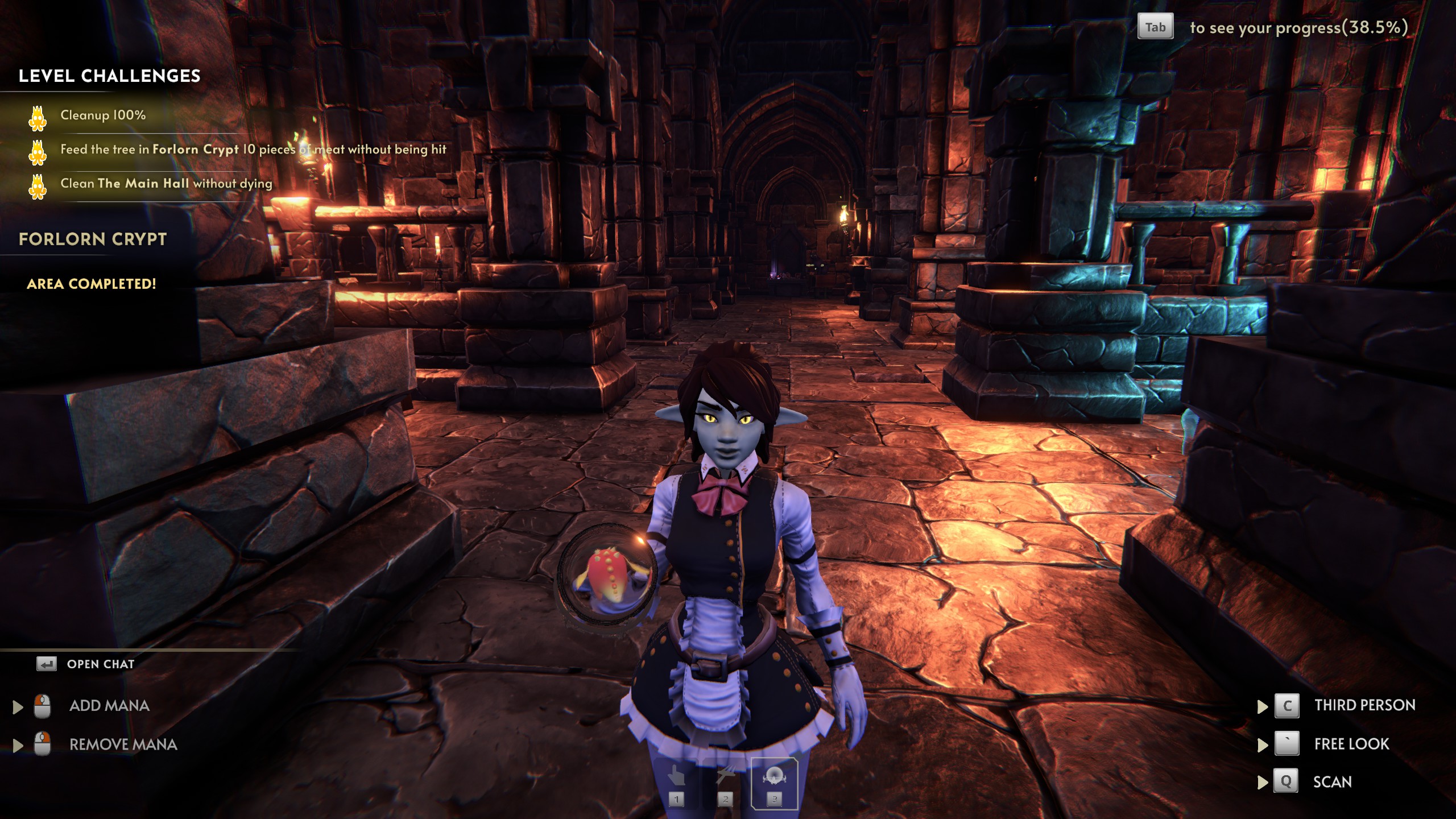 Goblin Cleanup Early Access, goblin maid standing in a completely clear room